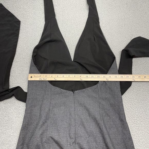 Halter Dress Womens 3 Gray Houndstooth Waitress Pants Dress Unique Career Office - Picture 8 of 12